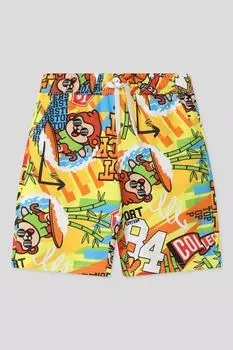 Шорты хлопковые на кулиске с принтом IDO