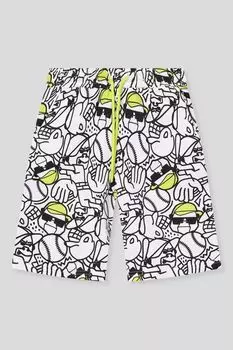 Шорты хлопковые на кулиске с принтом IDO