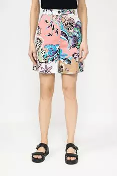 Шорты из льна и хлопка с принтом Emme Marella