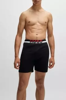 Шорты пижамные хлопковые с логотипом на поясе HUGO