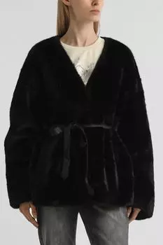 Шуба из искусственного меха с поясом SABRINA SCALA