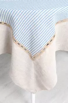 Скатерть хлопковая с принтом и льняным бортиком COINCASA