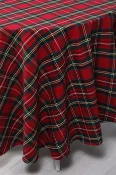 Скатерть хлопковая в клетку Tartan red round COINCASA