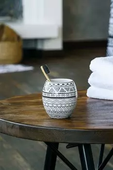 Стакан для зубных щеток керамический с принтом Nomads Moroshka