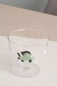Стакан стеклянный с декором Pesce Verde COINCASA