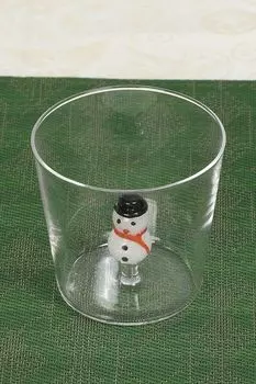 Стакан стеклянный с декором Snowman Inside COINCASA