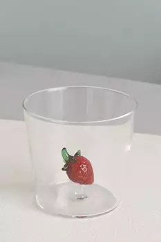 Стакан стеклянный с декором Strawberry COINCASA