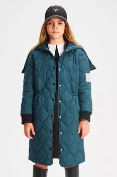 Стеганное пальто с капюшоном на кулиске SMENA