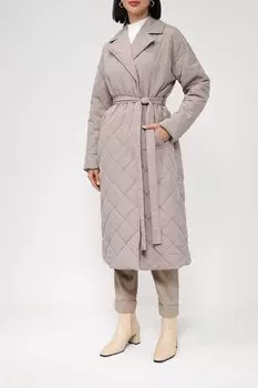 Стеганное пальто удлиненного кроя на поясе BELUCCI