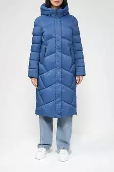 Стеганный удлиненный пуховик с капюшоном BELUCCI