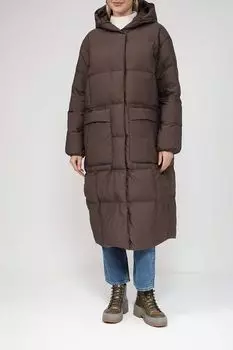 Стеганое пальто с накладными карманами и капюшоном Esprit Casual