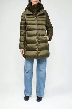 Стеганый пуховик с меховым капюшоном Emme Marella