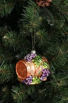 Стеклянная елочная игрушка Бочка с вином Holiday Classics