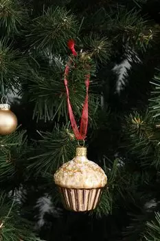 Стеклянная елочная игрушка Dolcetto Gold COINCASA