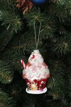 Стеклянная елочная игрушка Домик-мороженое Holiday Classics