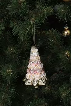 Стеклянная елочная игрушка Ели с декором Holiday Classics