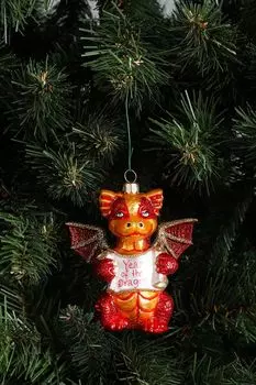 Стеклянная елочная игрушка Китайский дракон Impuls