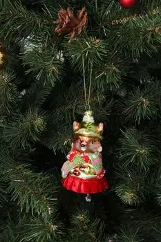 Стеклянная елочная игрушка Лиса Алиса Holiday Classics