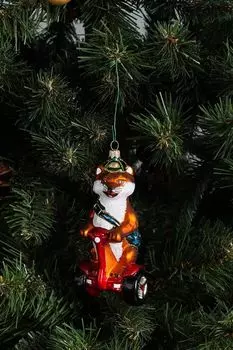 Стеклянная елочная игрушка Лиса на сегвее Impuls