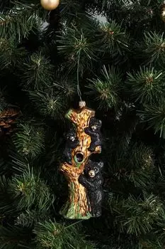 Стеклянная елочная игрушка Медвежата на дереве Impuls