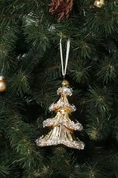 Стеклянная елочная игрушка с бисером Karlsbach