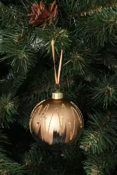 Стеклянный елочный шар Linee 3D COINCASA