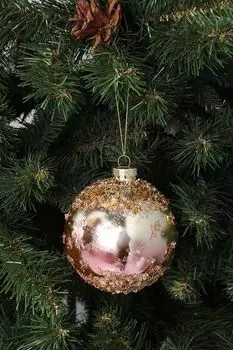 Стеклянный елочный шар с декором Holiday Classics