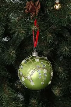 Стеклянный зеленый шар со стразами Karlsbach