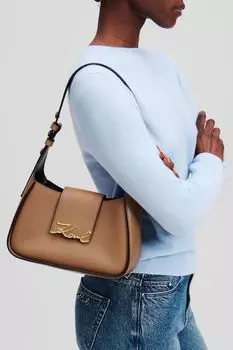 Сумка хобо кожаная Signature Karl Lagerfeld