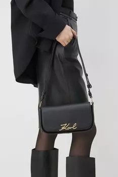 Сумка кросс-боди кожаная Signature Karl Lagerfeld