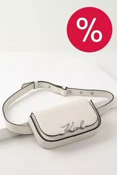 Сумка на пояс кожаная Signature Karl Lagerfeld