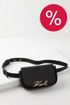 Сумка на пояс кожаная Signature Karl Lagerfeld