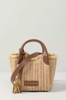 Сумка шоппер плетеная соломенная с подвеской-логотипом EMPORIO ARMANI