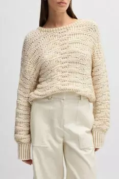 Свитер из хлопковой смеси с объемной вязкой BOSS