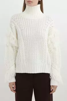 Свитер с высоким воротником и бахромой BELUCCI