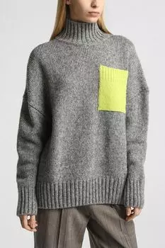 Свитер с высоким воротником и карманом HUGO