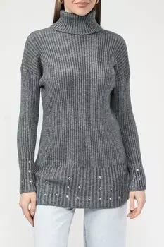 Свитер в рубчик со стразами Rinascimento