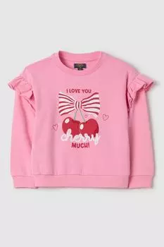 Свитшот хлопковый рюшами и принтом OVS