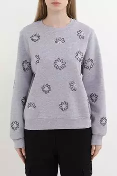 Свитшот хлопковый с цветочным декором бисером Desigual