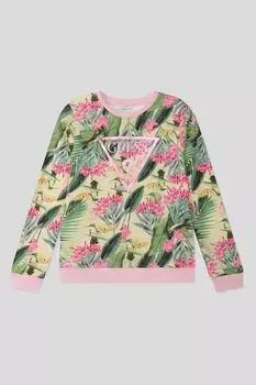 Свитшот хлопковый с цветочным принтом Guess