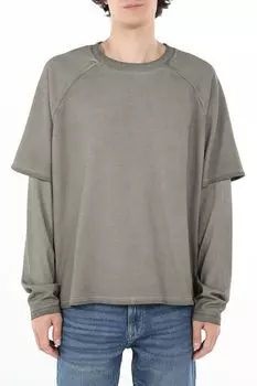 Свитшот хлопковый с двойным рукавом Guess Jeans