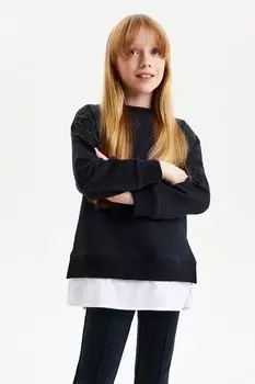 Свитшот хлопковый с имитацией рубашки Silver Spoon