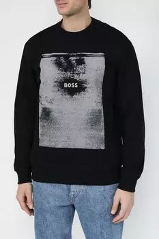 Свитшот хлопковый с принтом BOSS