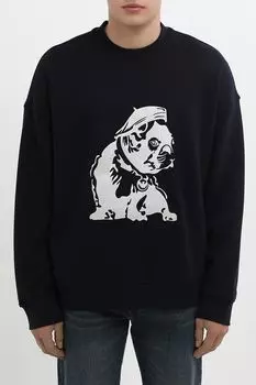 Свитшот хлопковый с принтом EMPORIO ARMANI