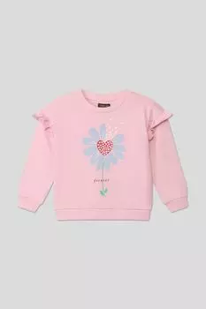 Свитшот хлопковый с принтом и рюшами OVS