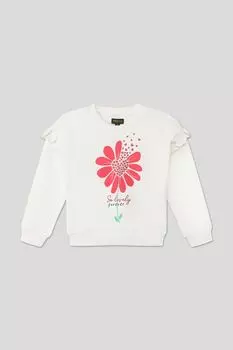 Свитшот хлопковый с принтом и рюшами OVS