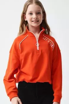 Свитшот хлопковый с воротником на молнии Smena