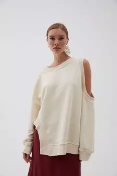 Свитшот хлопковый с вырезами на рукавах PENNYMANNY