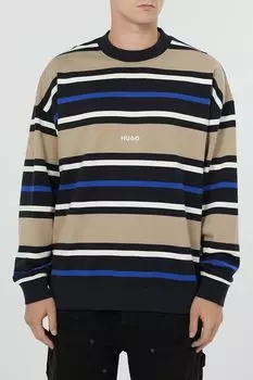 Свитшот хлопковый в полоску HUGO BLUE