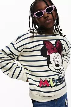 Свитшот хлопковый в полоску с принтом Desigual